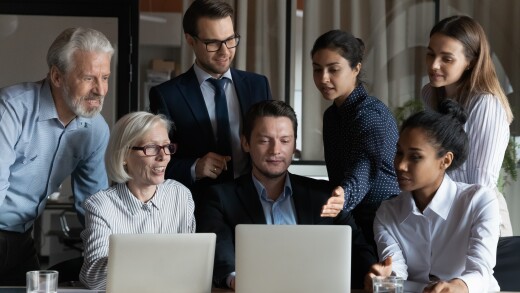 Employees from different generations working together