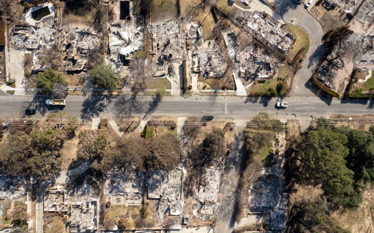 Aerial image of LA fire damage 2025