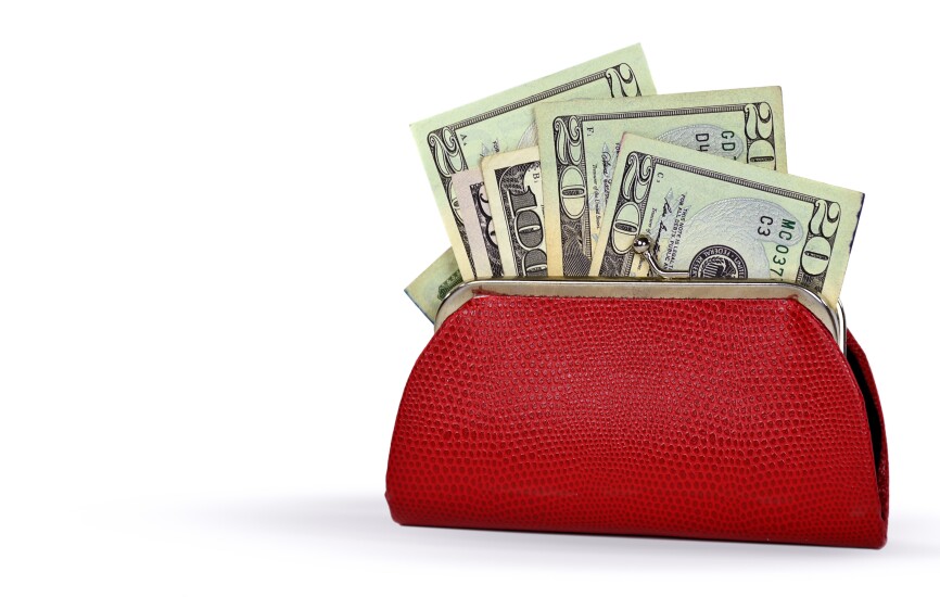 stock image of purse with money
