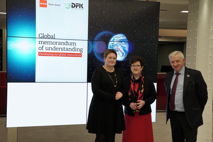 ACCA chief executive Helen Brand (left) with DFK vice president of EMEA Anne Brady and DFK International executive director Martin Sharp