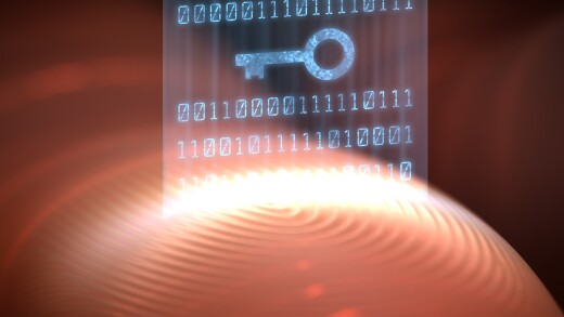 Image of biometric authentication using finger