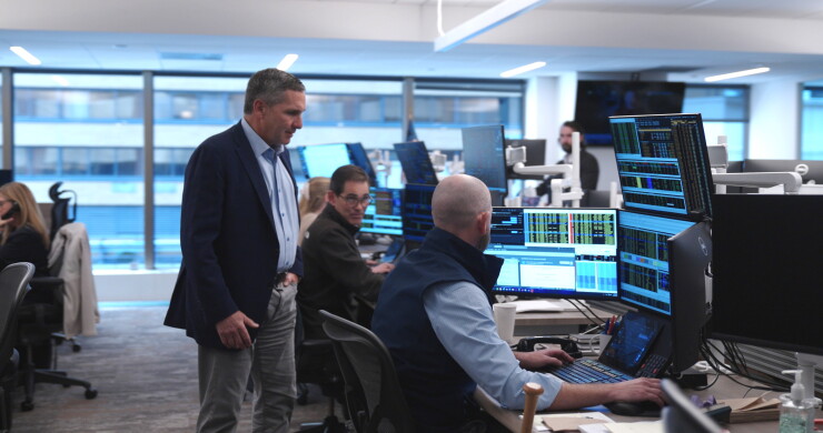 A picture of KBW CEO Tom Michaud on the trading floor in 2026.