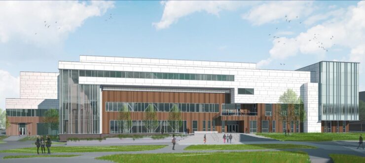 Artist's rendering of UConn student recreation center under construction in 2018.