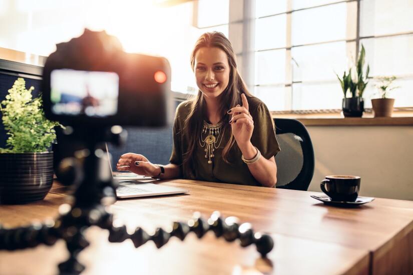 Filming a video in an office