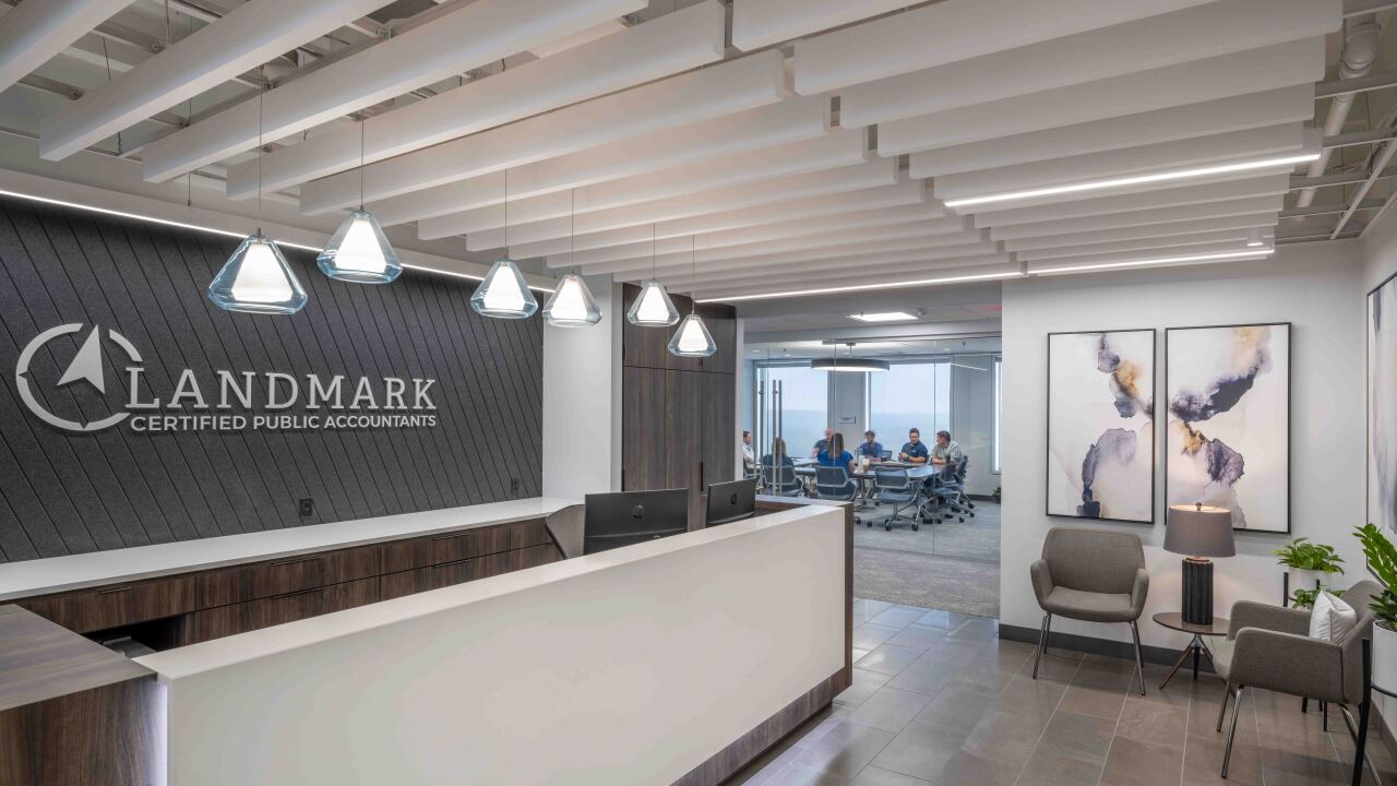 Landmark CPAs reception desk and conference room