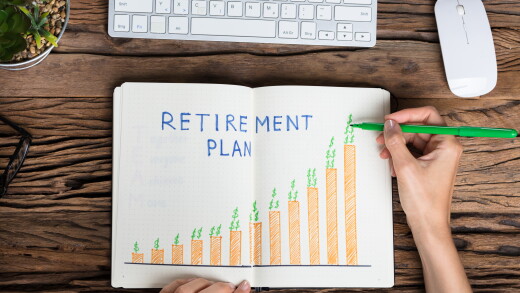 Human Hand Drawing Retirement Plan Growth Concept.