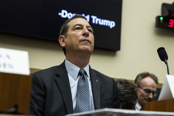 "We went out and asked 37 questions, got feedback, took that feedback plus 1,500 comments, worked with the FDIC and the Fed, and the OCC to put together a notice of proposed rule. And then, we're unable to convince one governor to take it to the Board of Governors,” said Comptroller of the Currency Joseph Otting.