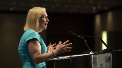 Sen. Kirsten Gillibrand, D-N.Y. and 2020 presidential candidate, speaks during an Iowa Democratic Party Hall of Fame event in Cedar Rapids on June 9, 2019.