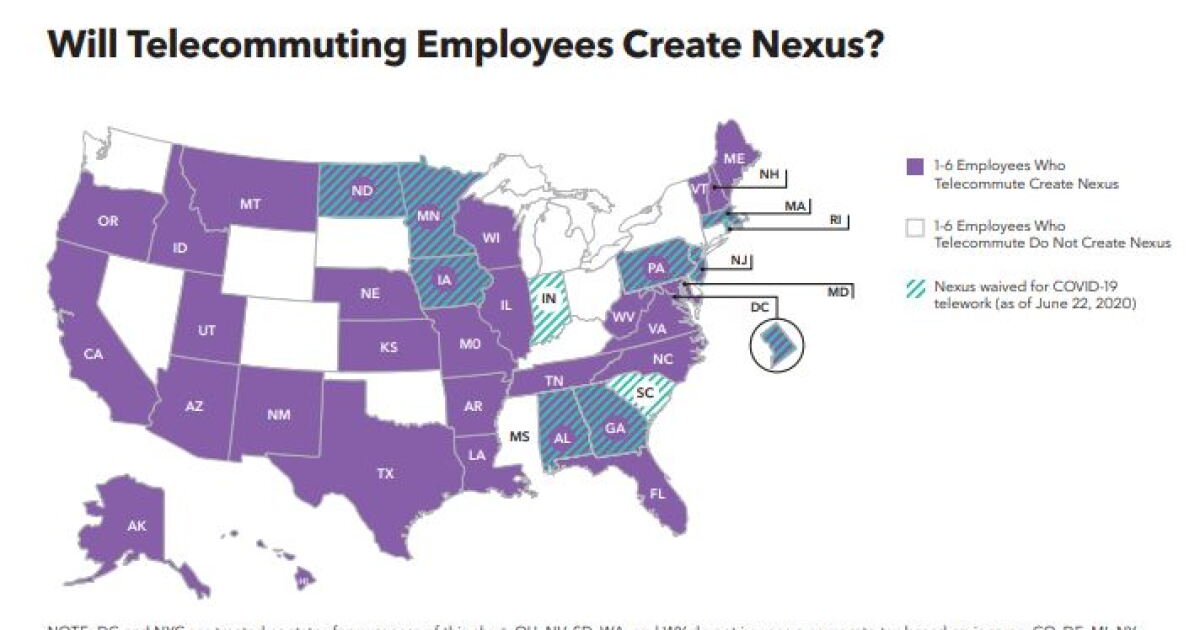 Telework Map States see employee telecommuting as a way of creating tax nexus amid ...