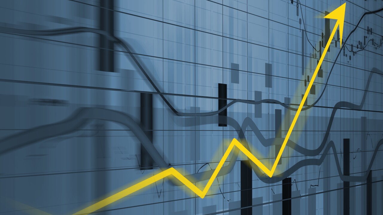 Stock price going up, arrow going up