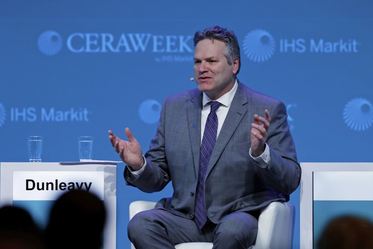 Michael Dunleavy, governor of Alaska, speaks during the 2019 CERAWeek by IHS Markit conference in Houston, Texas, U.S., on Friday, March 15, 2019