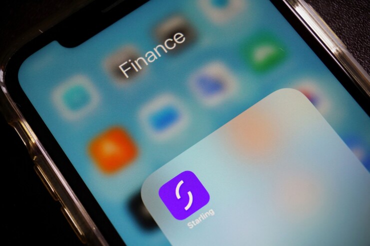 The icon for the Starling Bank banking app on a mobile phone