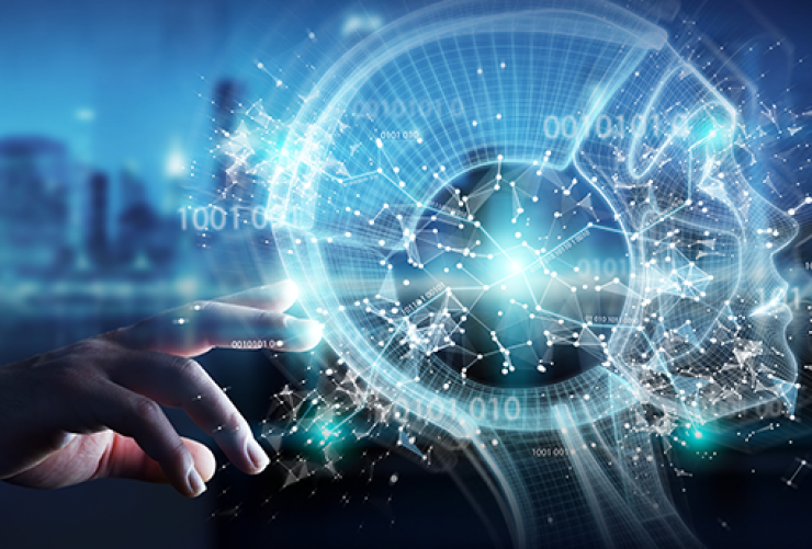 A hand touching a graphic.