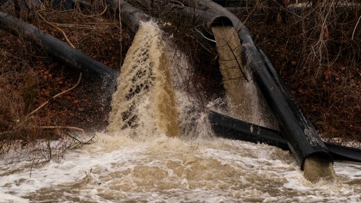 Pumps and pipes divert raw sewage into the C&O Canal around a broken section of the Potomac Interceptor sewage pipe.