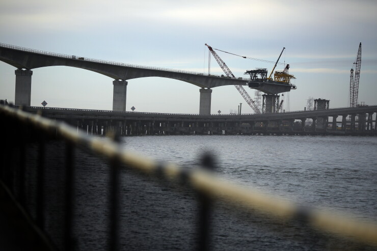 Bonner Bridge replacement under construction above Oregon Inlet on Outer Banks, North Carolina in 2018