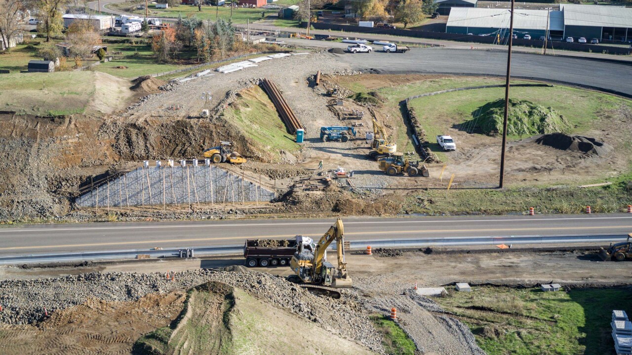 An Oregon Department of Transportation overpass construction project