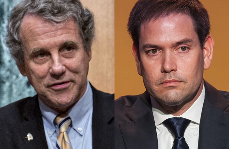 Sens. Sherrod Brown (left) and Marco Rubio