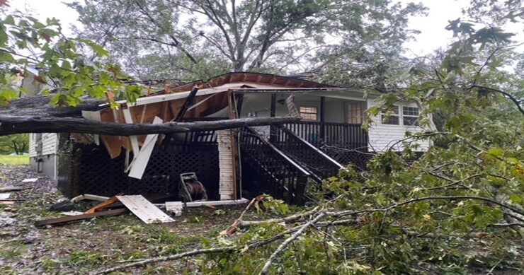 A house damaged by Hurricane Helene in 2024.