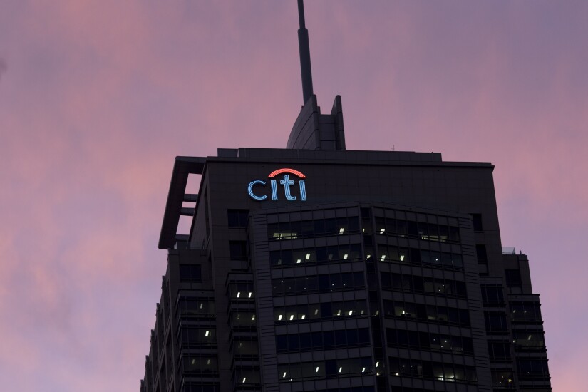 Citi logo atop a. building in Sydney, Australia