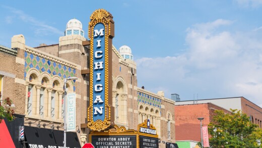 Historic Michigan Theater, built in 1928, located on East Liberty St in Downtown, Ann Arbor