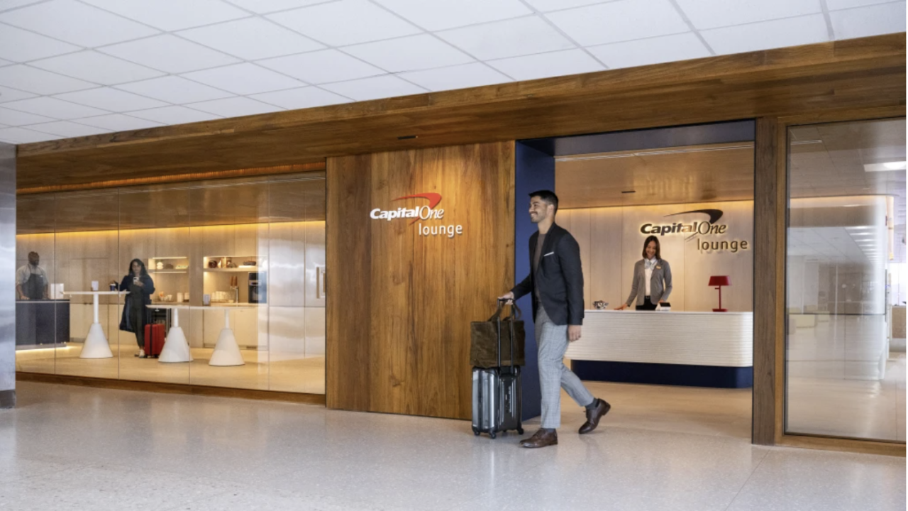 A picture of Capital One Lounge at Dulles International Airport.