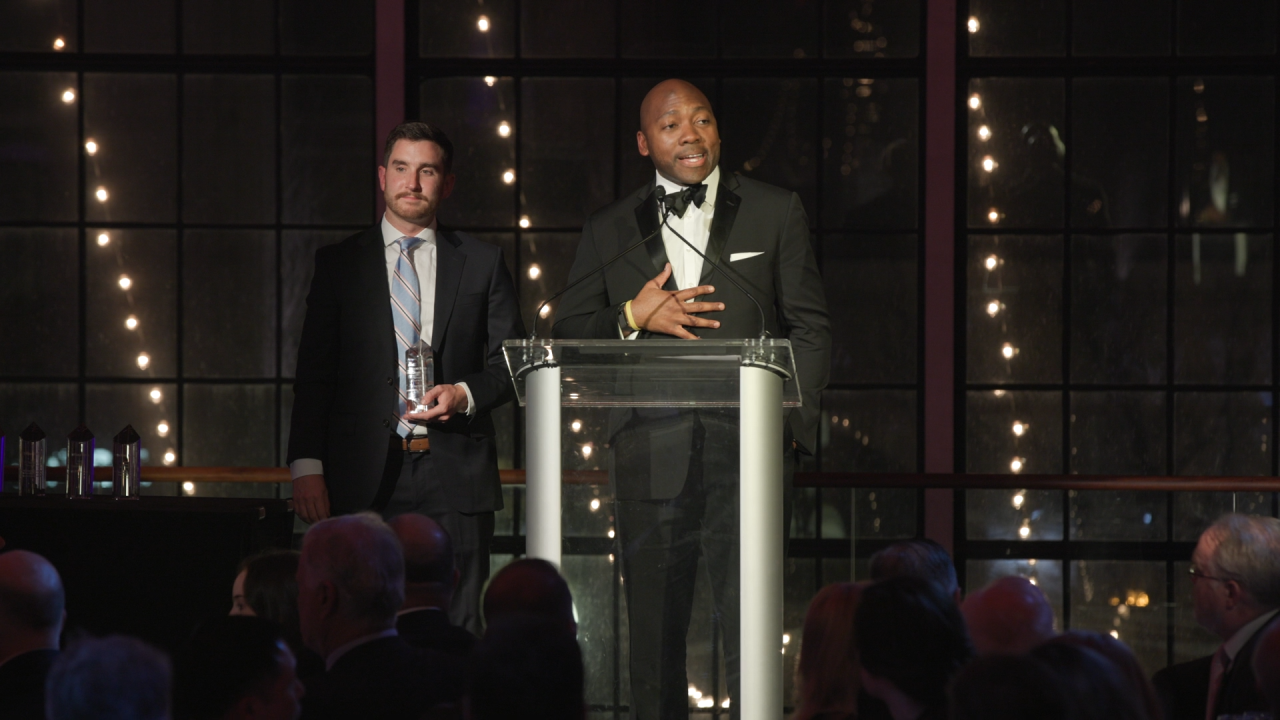 Jeremy Ebie accepts Northeast Deal of the Year award