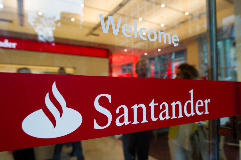 Santander sign outside a branch.