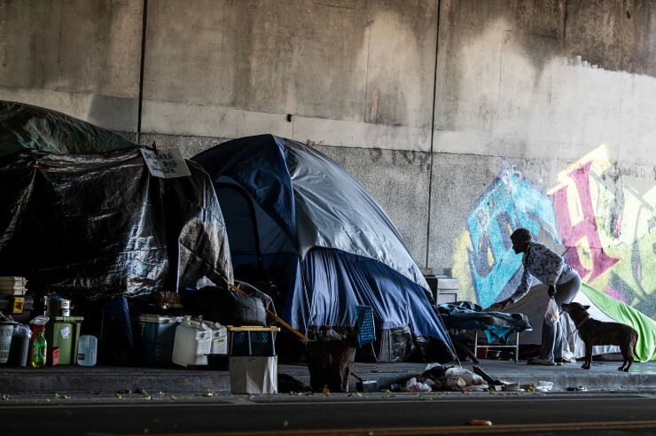 Some city leaders balked at California Gov. Gavin Newsom's push to clear homeless encampments like this one in Oakland