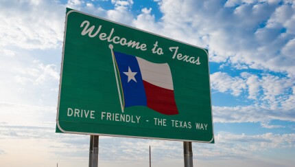 Welcome to Texas road sign