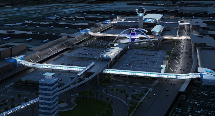 Los Angeles International Airport's automated people mover will transport 10,000 passengers per hour.