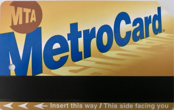 MetroCard for New York City Transit, subway, Metropolitan Transportation Authority fares