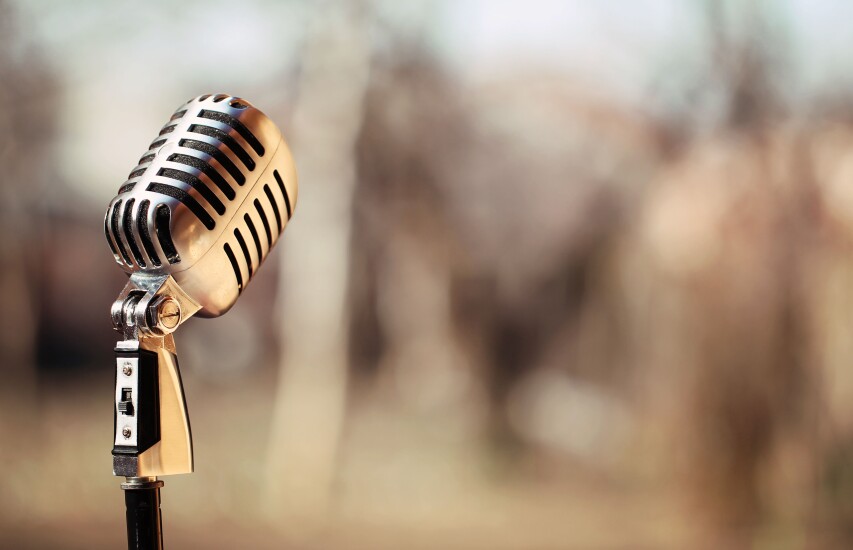 Vintage chrome microphone.