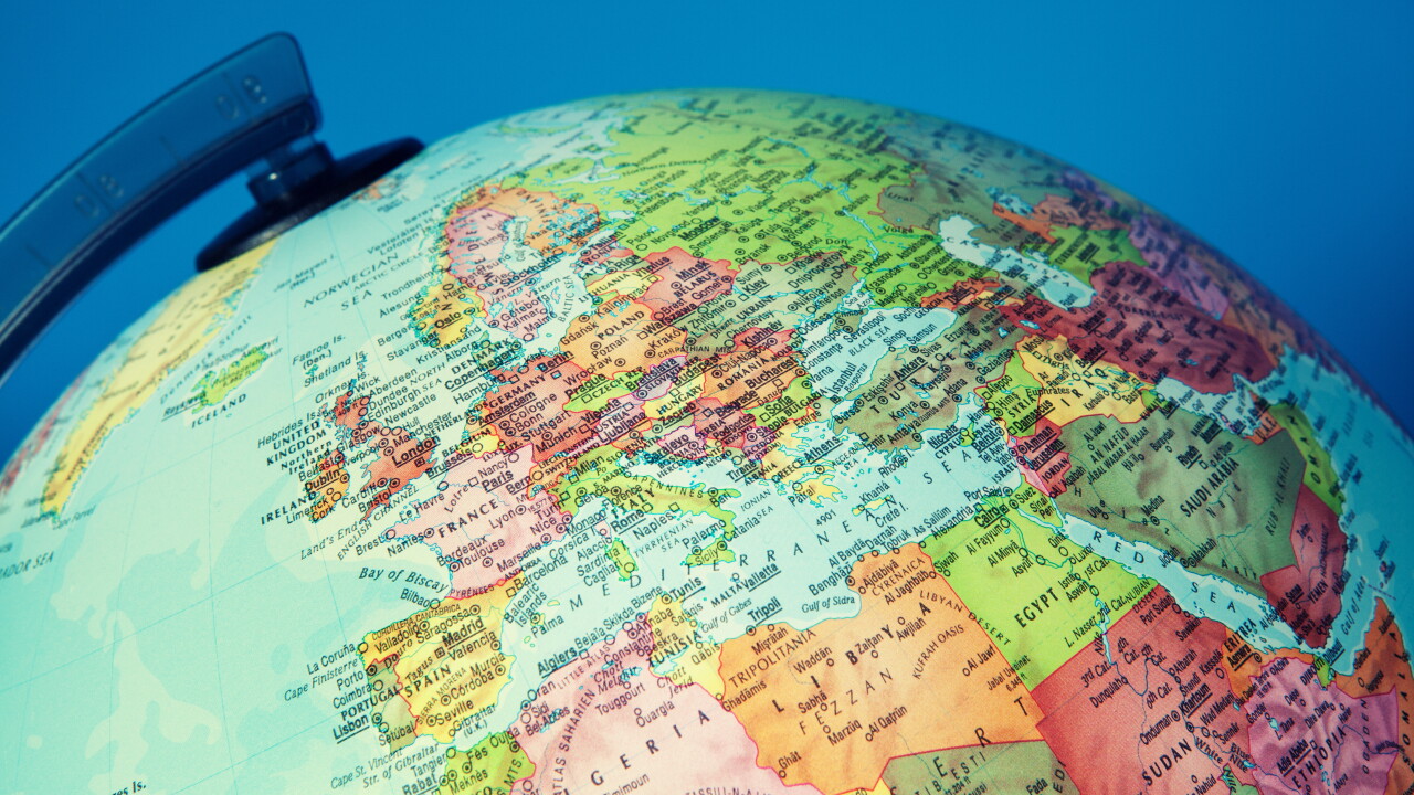 Europe on globe