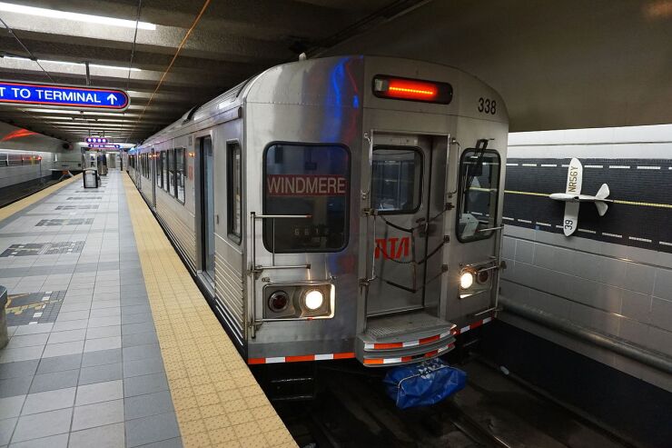 An RTA Red Line train at Cleveland Hopkins International Airport station in Cleveland on Aug. 18, 2015.
