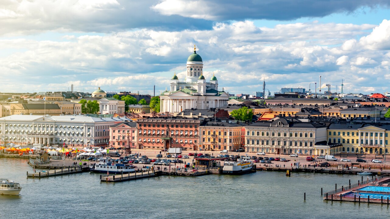 The Helsinki, Finland cityscape.