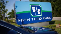 Signage is displayed outside a Fifth Third Bank branch in Louisville, Kentucky.