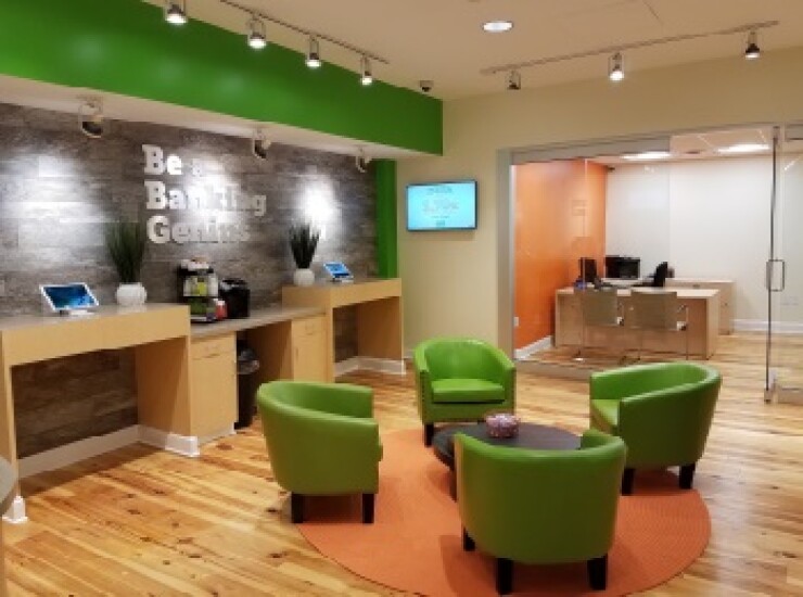 Nutmeg State Financial Credit Union opened this updated branch in early 2017, which combines the familiar and traditional teller area with a self-service tablet station.