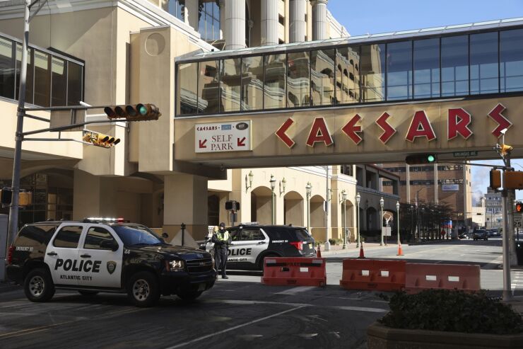 Sign on the Ceasars Atlantic City hotel and casino