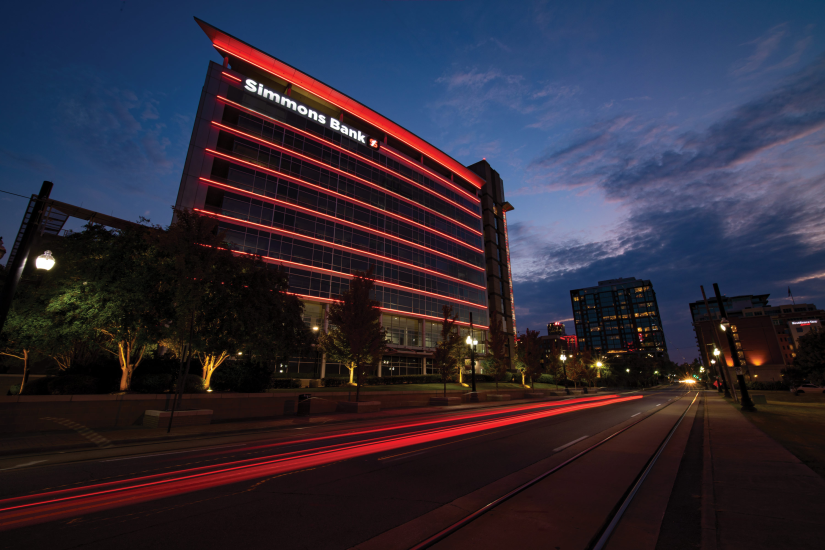 Building shot for Simmons Bank, a unit of Simmons First National