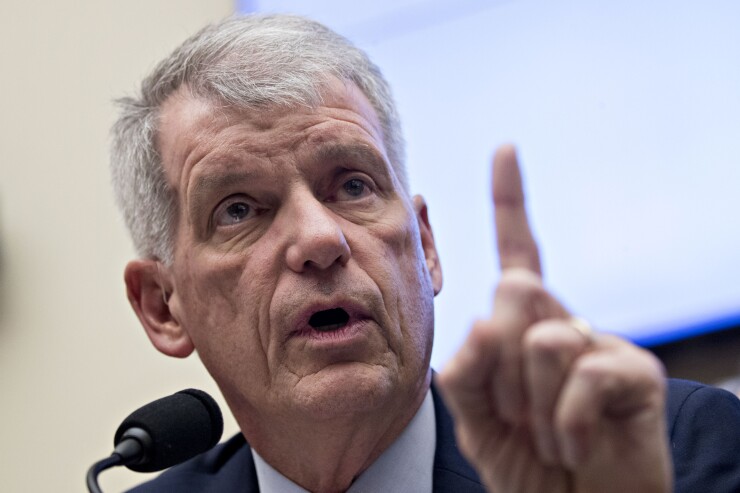 Tim Sloan, president and chief executive of Wells Fargo, speaks during a House Financial Services Committee hearing in Washington on March 12, 2019.