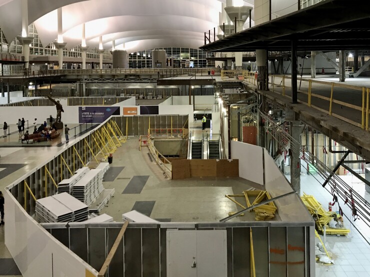 Unfinished work at the main terminal at Denver International Airport in November 2019.