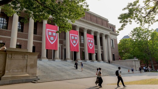 exterior of Widener Library at Harvard