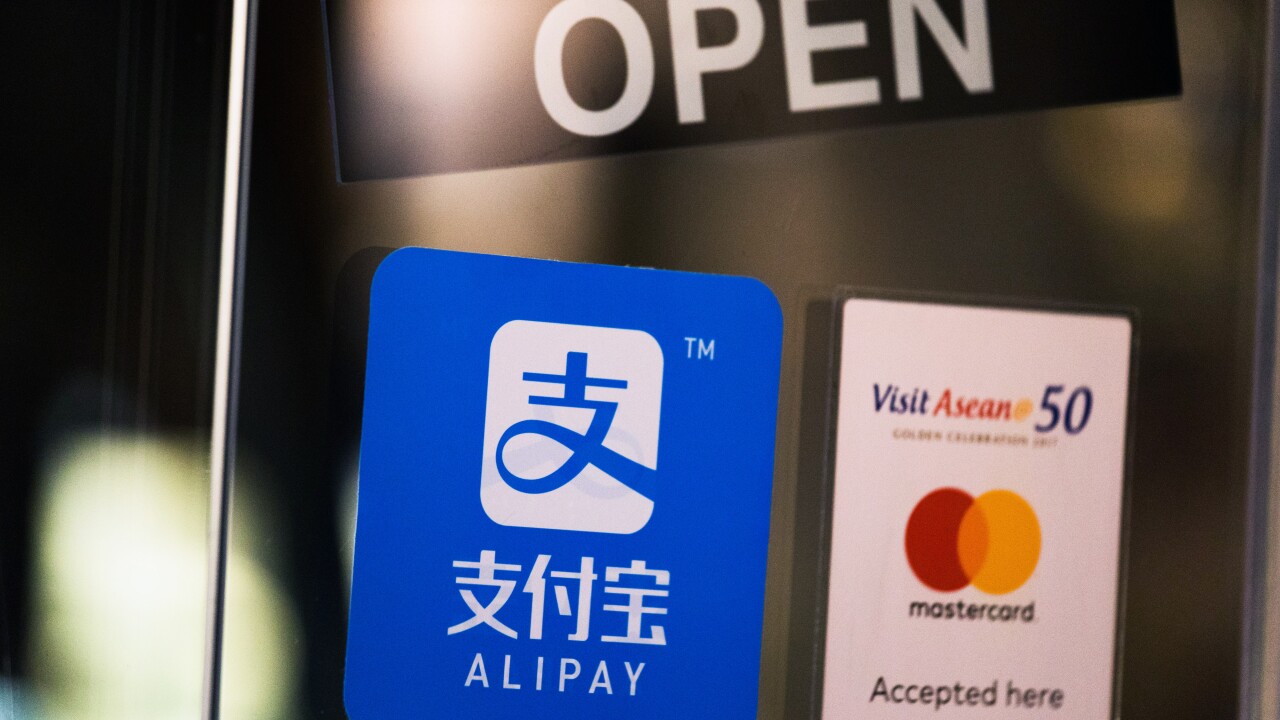 Alipay, Mastercard signage