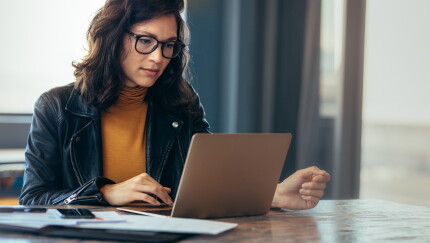 Woman working laptop at office