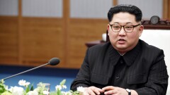Kim Jong Un, North Korea's leader, attends the inter-Korean summit at the Peace House in the village of Panmunjom in the Demilitarized Zone (DMZ) in Paju, South Korea.