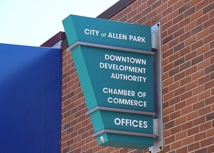 Sign for Allen Park, Michigan, city offices