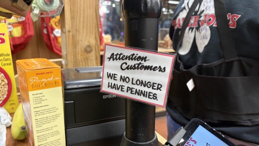 Penny shortage sign at Trader Joe's