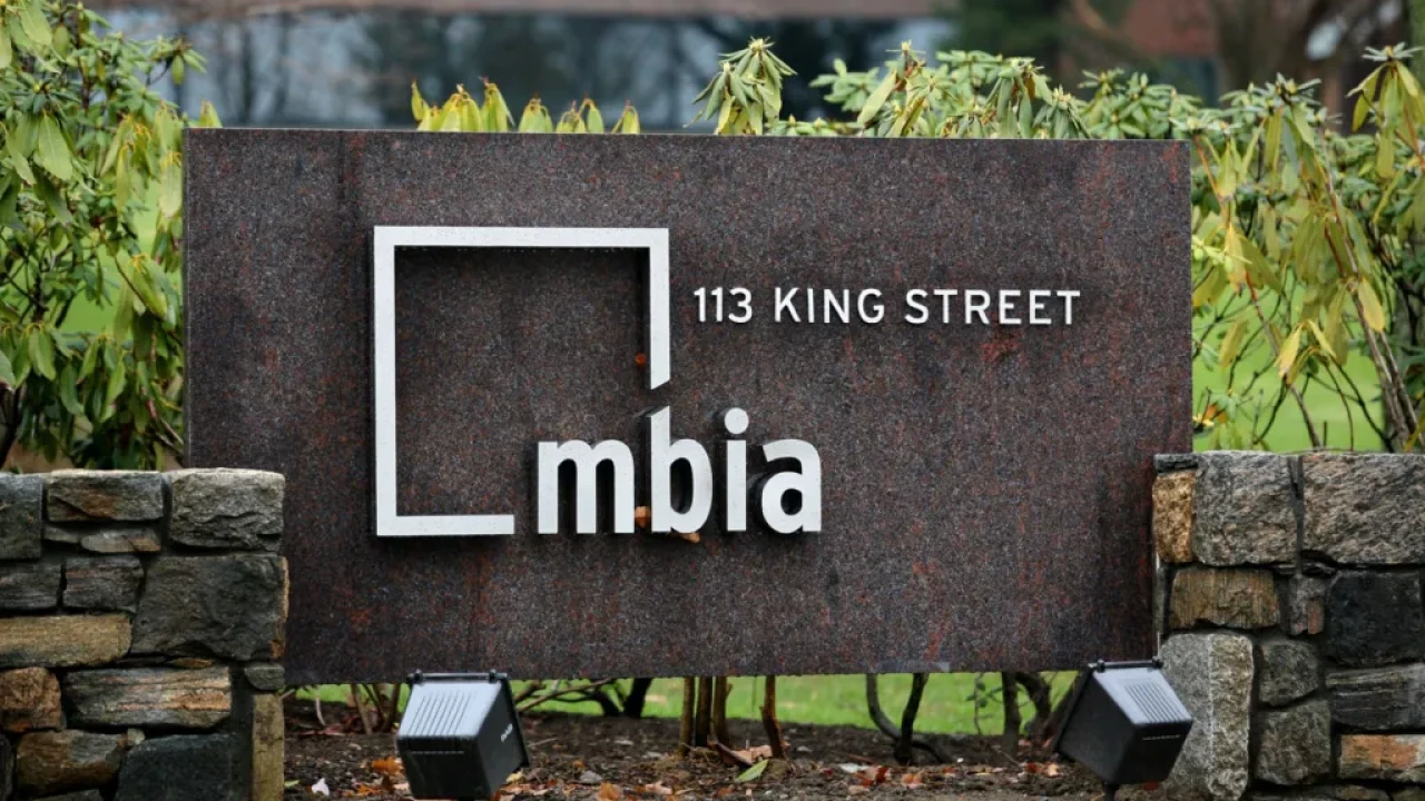 MBIA sign in front of headquarters in 2008