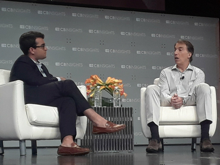 Andy Rachleff, CEO of Wealthfront (r.) revealed how his firm plans to evolve at CB Insight’s Future of Fintech conference in New York City.