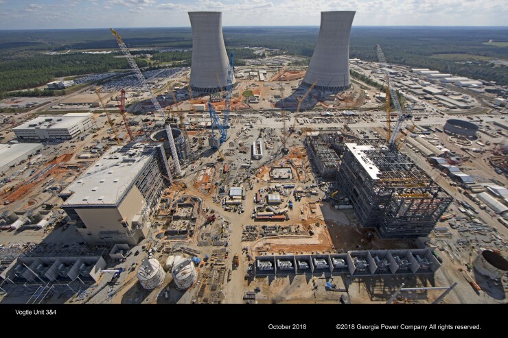 Construction is about 57% complete on nuclear reactors 3 and 4 at Georgia's Plant Vogtle as of October 2018